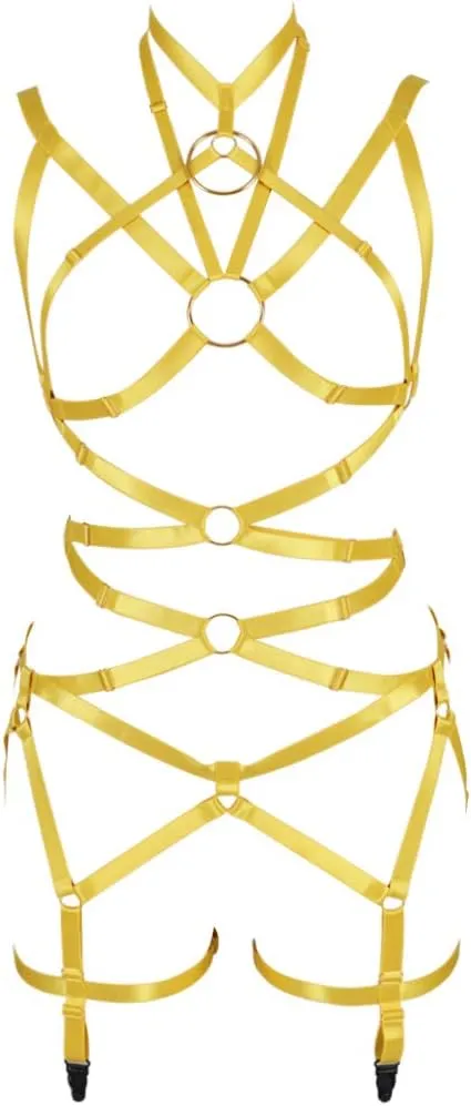 Women's Body Harness Bra Full Elastic Belt Adjustable Elastic Punk Dance Carnival Gothic Suit Clothing Accessories