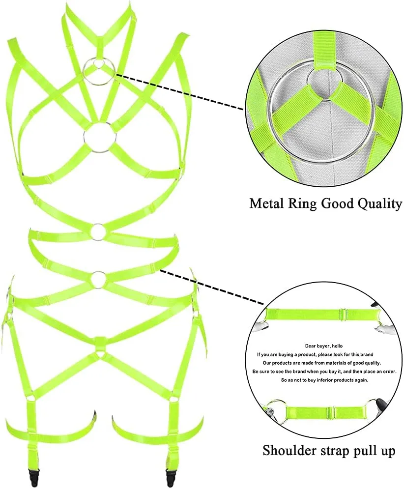 Women's Body Harness Bra Full Elastic Belt Adjustable Elastic Punk Dance Carnival Gothic Suit Clothing Accessories
