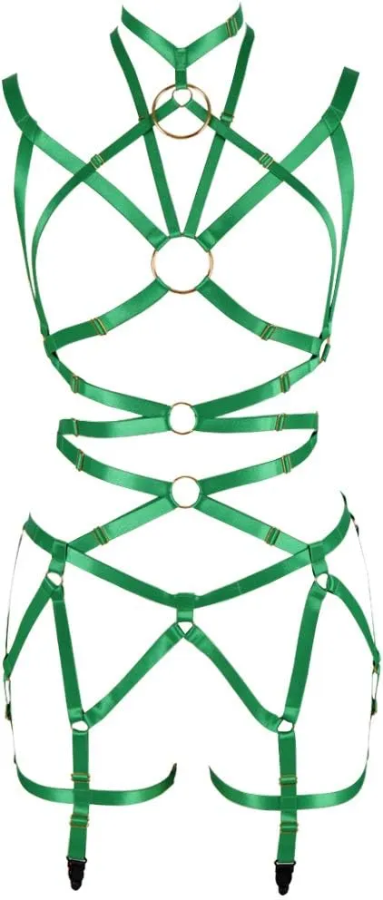 Women's Body Harness Bra Full Elastic Belt Adjustable Elastic Punk Dance Carnival Gothic Suit Clothing Accessories
