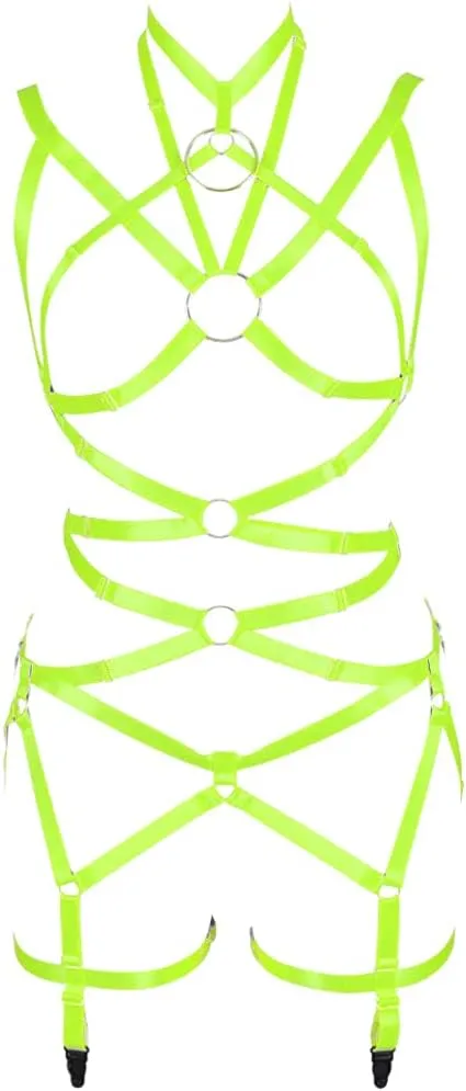 Women's Body Harness Bra Full Elastic Belt Adjustable Elastic Punk Dance Carnival Gothic Suit Clothing Accessories