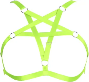 Women's Body Harness Plus Size Pentagram Fashion Bra Punk Gothic Top Hollow Belt Halloween Carnival Costume 12 Colors