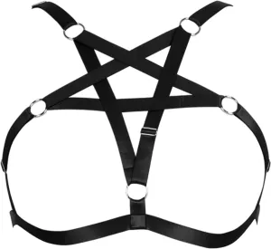 Women's Body Harness Plus Size Pentagram Fashion Bra Punk Gothic Top Hollow Belt Halloween Carnival Costume 12 Colors