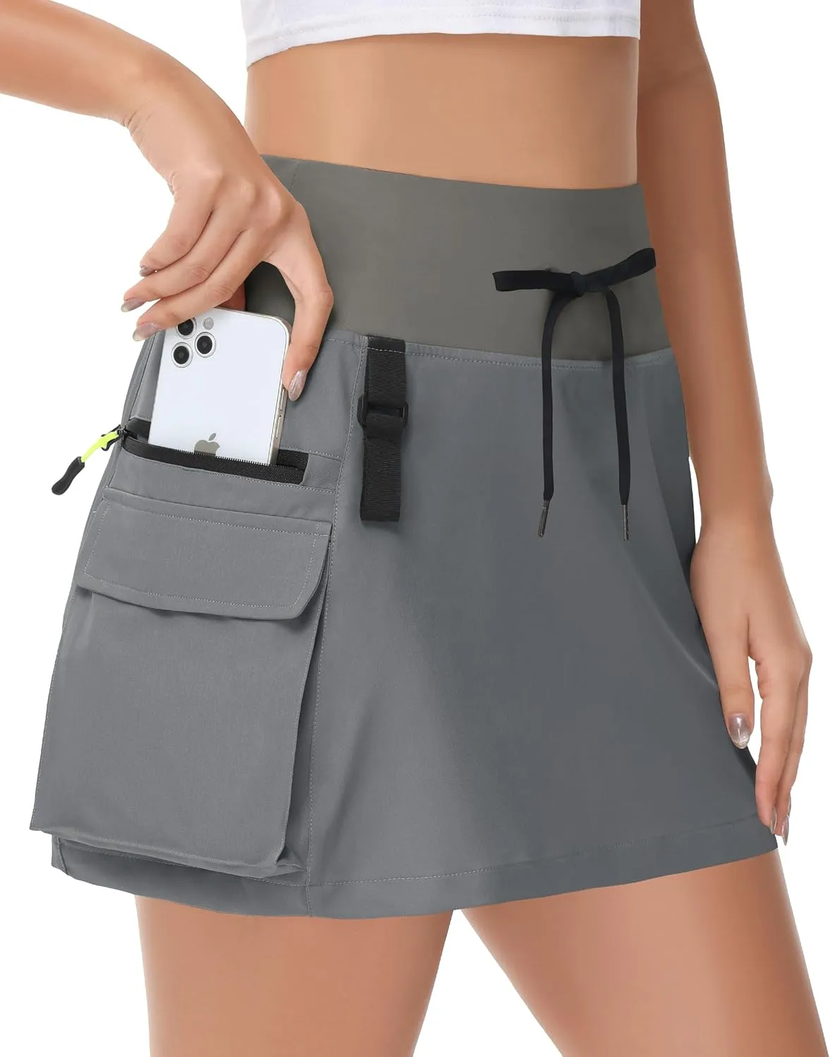 Women's Hiking Cargo Skorts Skirts Golf High Waisted Dressy Casual with Zipper Pockets Active Quick Dry Athletic Skort