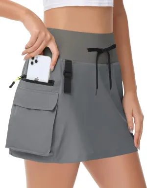 Women's Hiking Cargo Skorts Skirts Golf High Waisted Dressy Casual with Zipper Pockets Active Quick Dry Athletic Skort