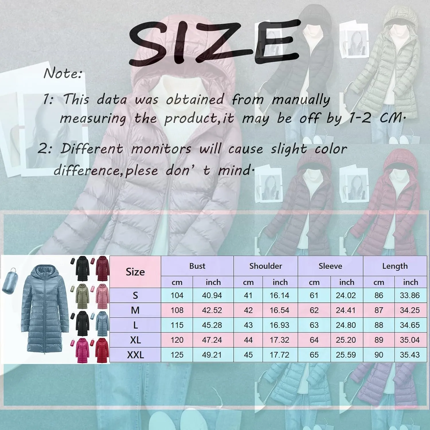 Women's Lightweight Long-Sleeve Water-Resistant Packable Hooded Puffer Jacket Winter Coat Women Down Coats Ski Jacket