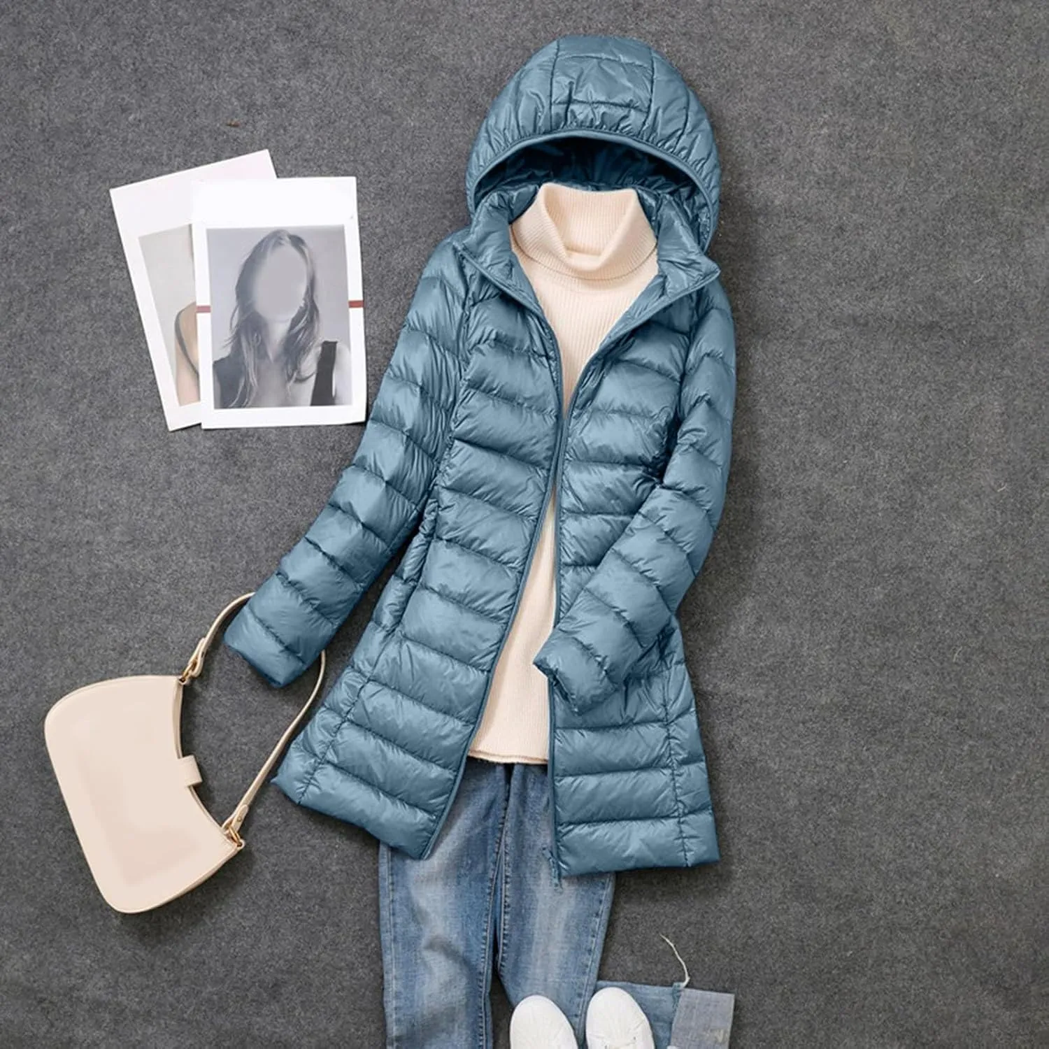 Women's Lightweight Long-Sleeve Water-Resistant Packable Hooded Puffer Jacket Winter Coat Women Down Coats Ski Jacket