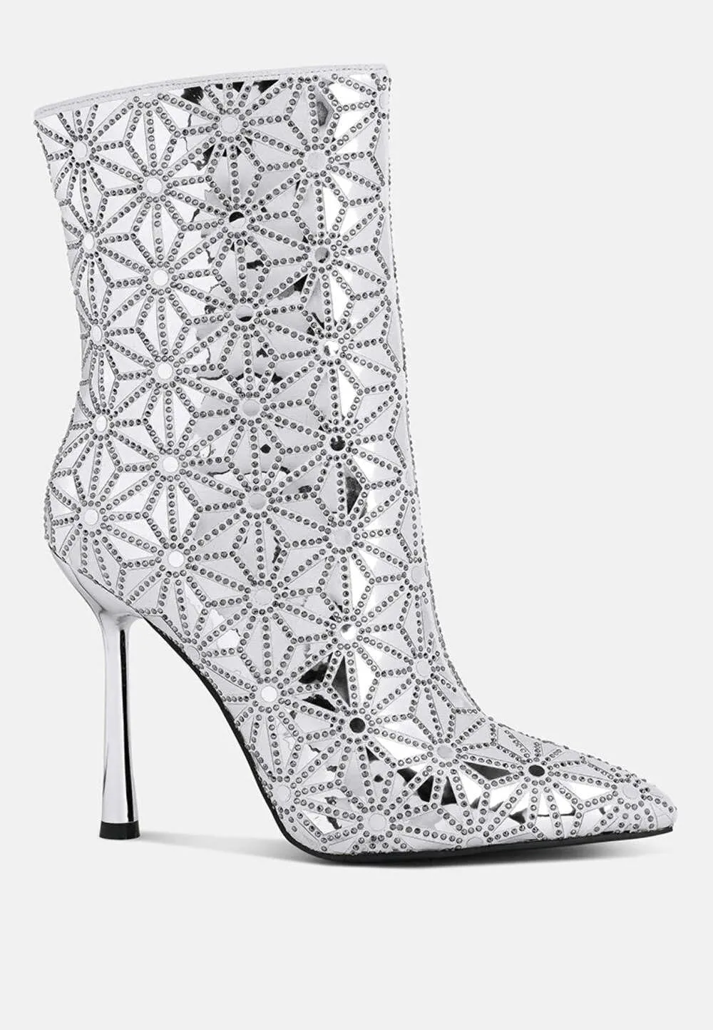 Women's Precious Mirror Embellished High Ankle Boots