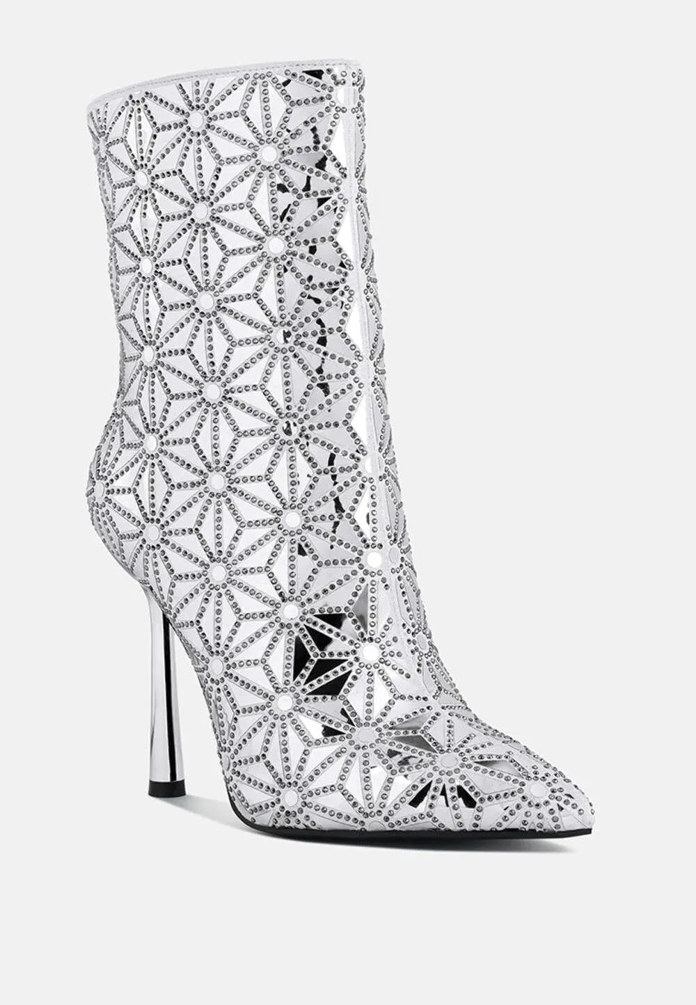 Women's Precious Mirror Embellished High Ankle Boots