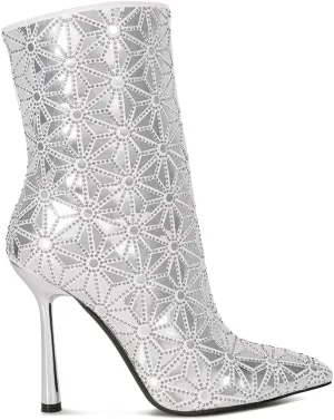Women's Precious Mirror Embellished High Ankle Boots