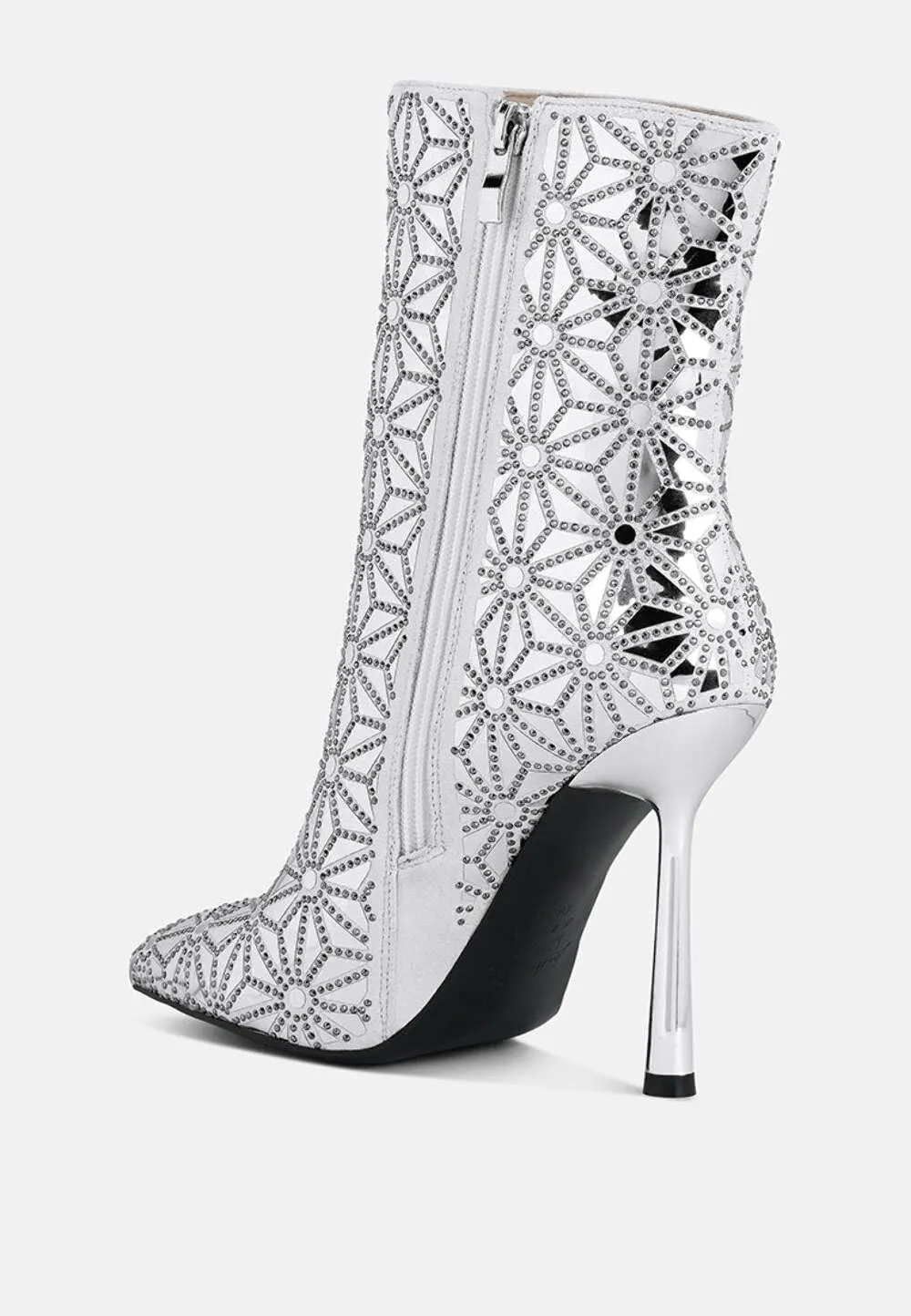 Women's Precious Mirror Embellished High Ankle Boots