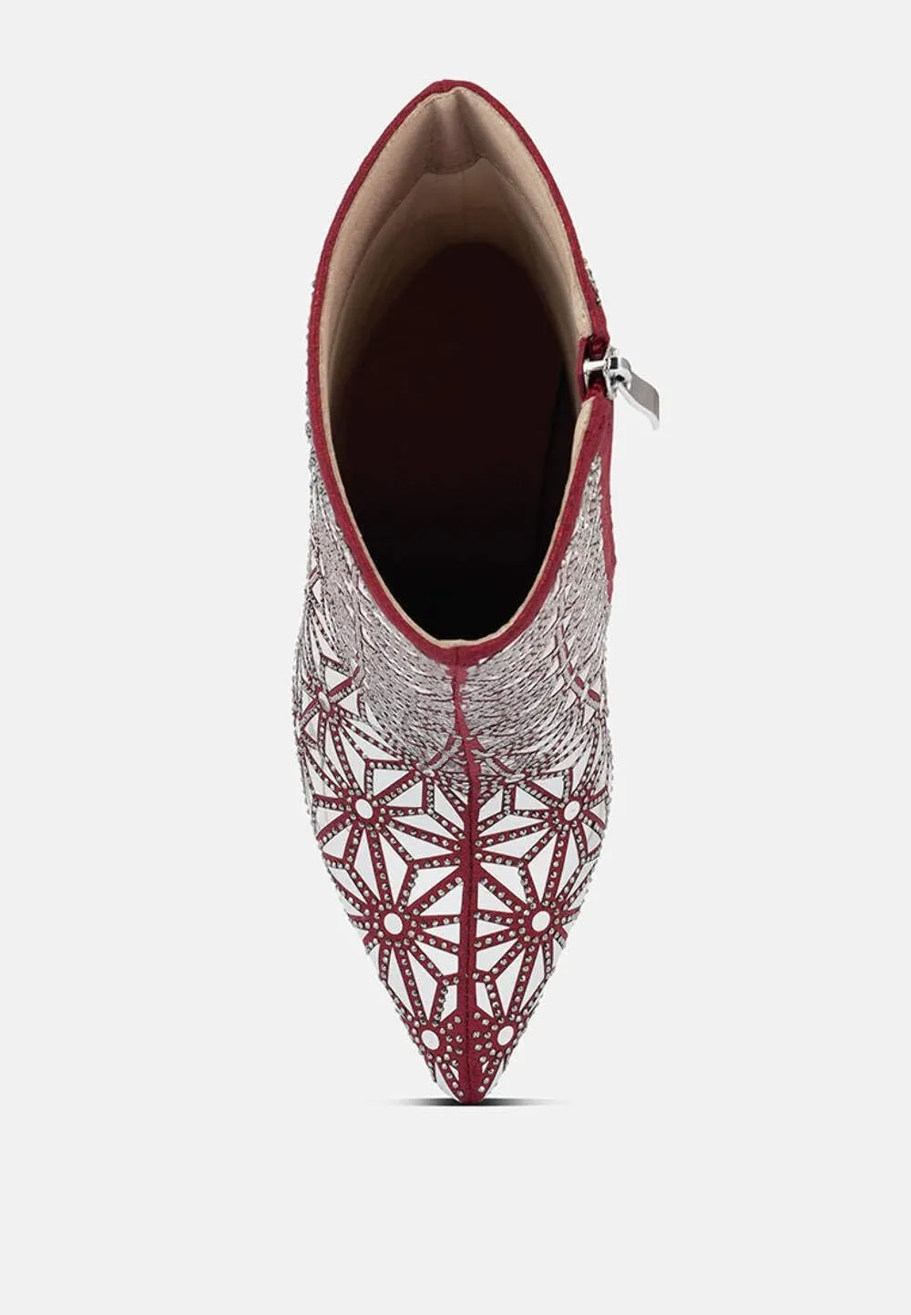 Women's Precious Mirror Embellished High Ankle Boots
