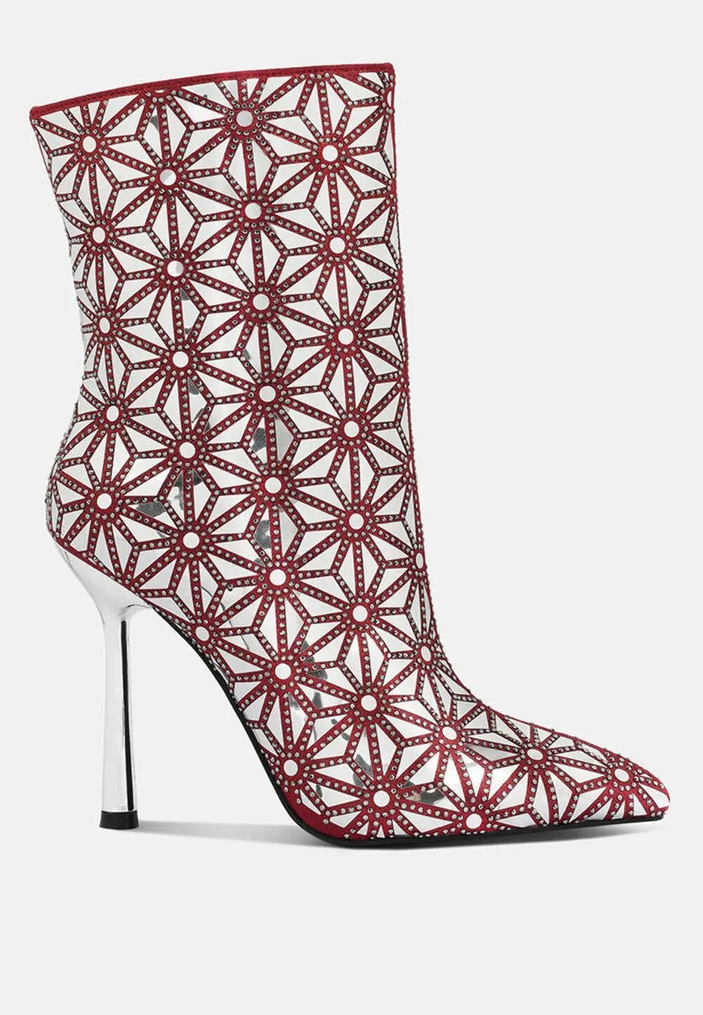 Women's Precious Mirror Embellished High Ankle Boots