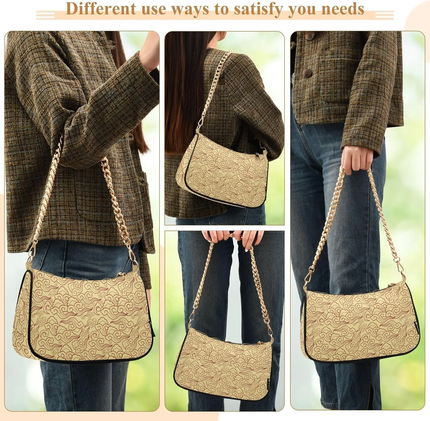 Women's Shoulder Handbags Chain Shoulder Brace for Women Bag Clouds Print Ladies Vacation Handbags Tote Purse,Multi1