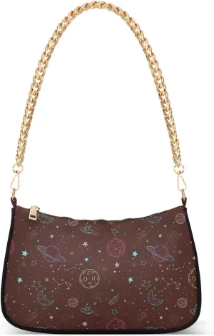 Women's Shoulder Handbags Chain Shoulder Brace for Women Bag Space Pattern Ladies Vacation Handbags Tote Purse,Multi1