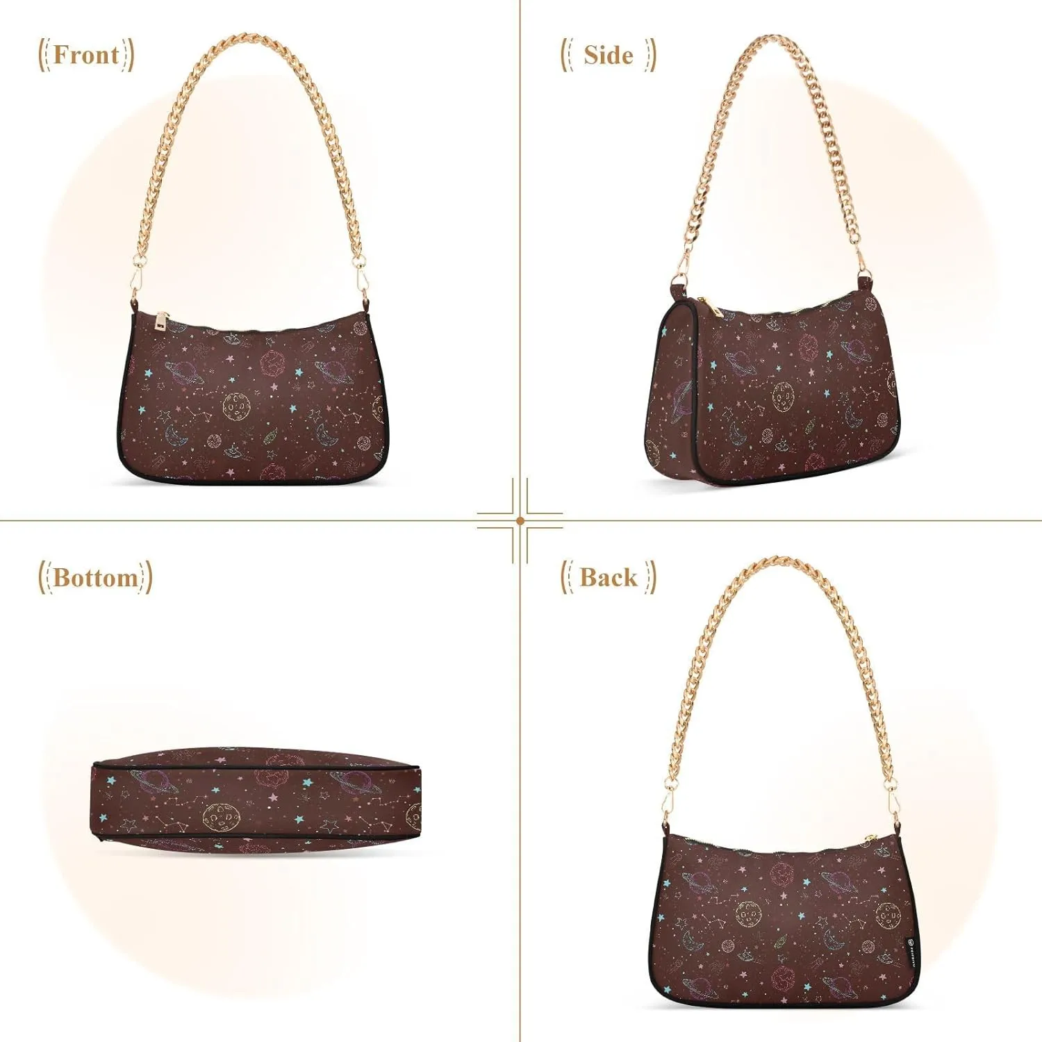 Women's Shoulder Handbags Chain Shoulder Brace for Women Bag Space Pattern Ladies Vacation Handbags Tote Purse,Multi1