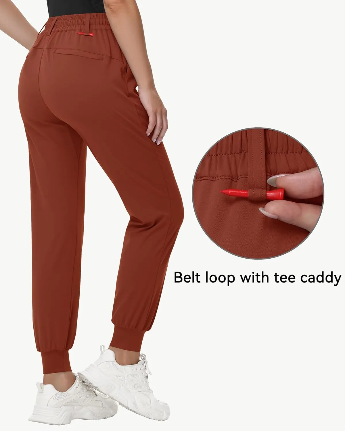 Women's Stretch Golf Joggers Pants - Tapered Athletic Casual Work Dress Travel Sweatpants with Zipper Pockets UP50