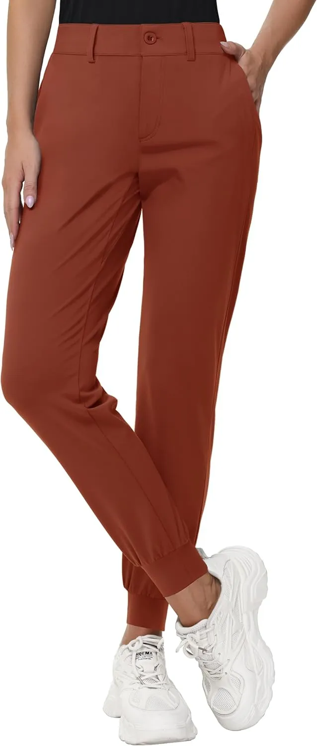 Women's Stretch Golf Joggers Pants - Tapered Athletic Casual Work Dress Travel Sweatpants with Zipper Pockets UP50