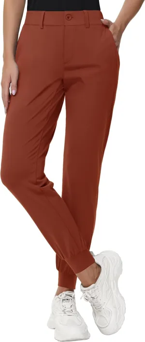 Women's Stretch Golf Joggers Pants - Tapered Athletic Casual Work Dress Travel Sweatpants with Zipper Pockets UP50