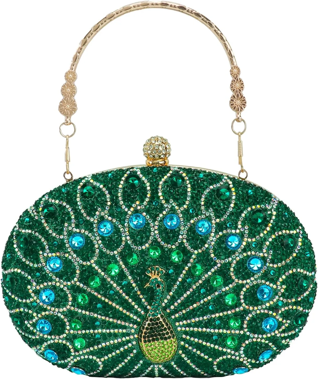 Womens Vintage Beaded Rhinestone Peacock Clutch Purse Handmade Crossbody Bag Evening Handbag For Wedding Party Prom