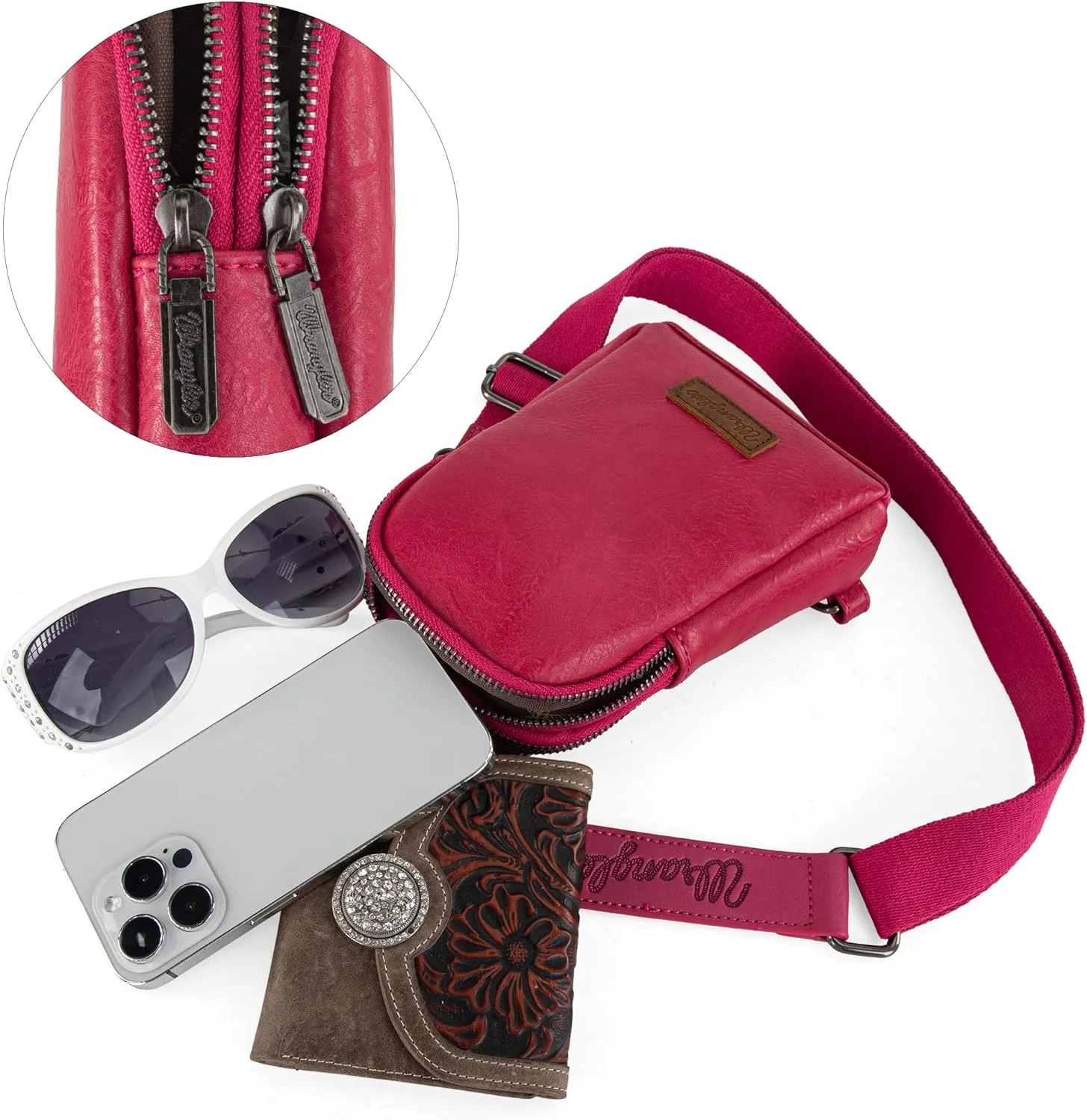 Wrangler Small Crossbody Sling Bags for Women Fanny Packs Chest Bag for Travel - Mother Day Gift