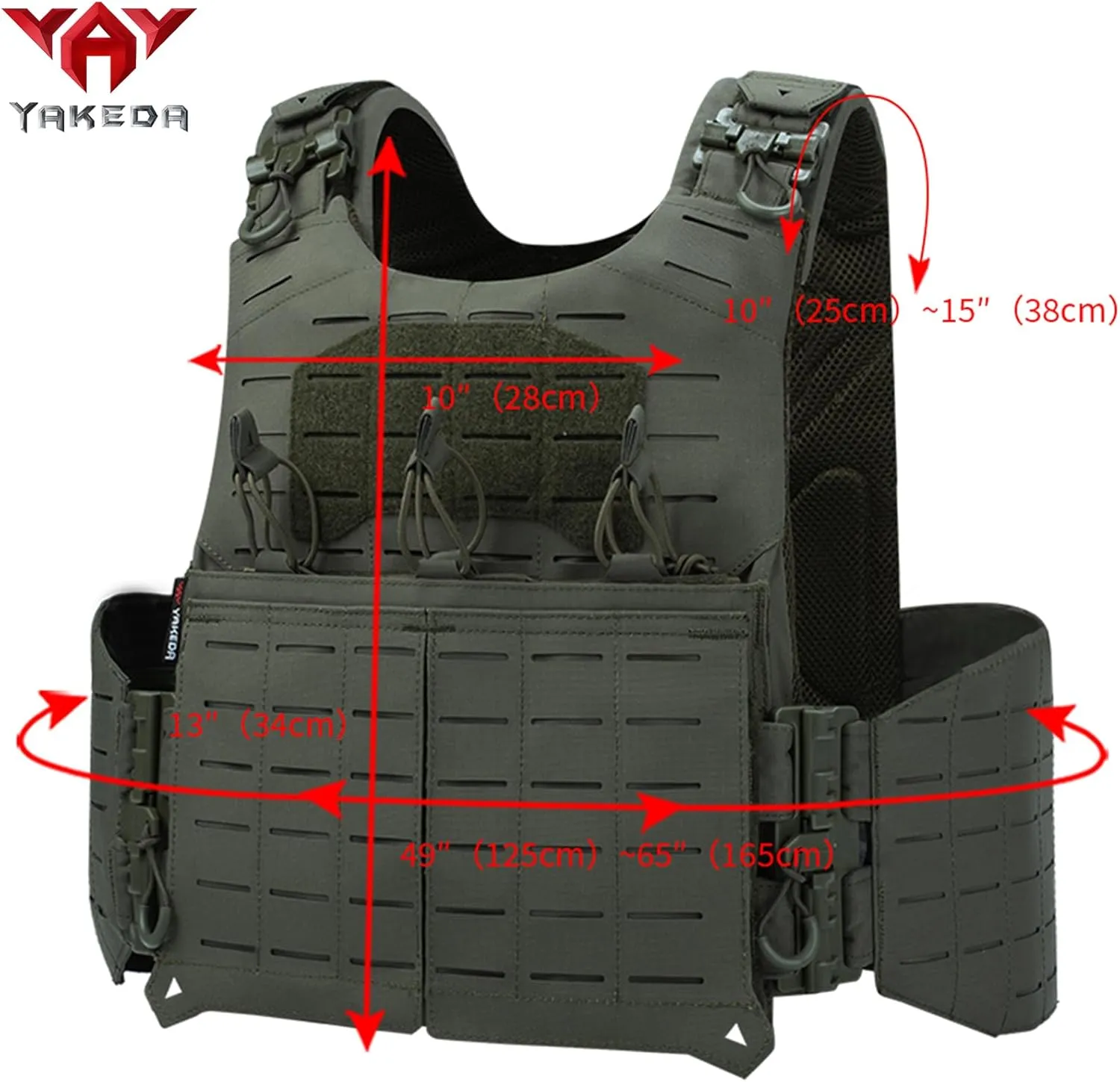 YAKEDA Tactical Weighted Vest With Quick Release Buckle Airsoft Outdoor Vest Back Ziiper Combination with Backpack