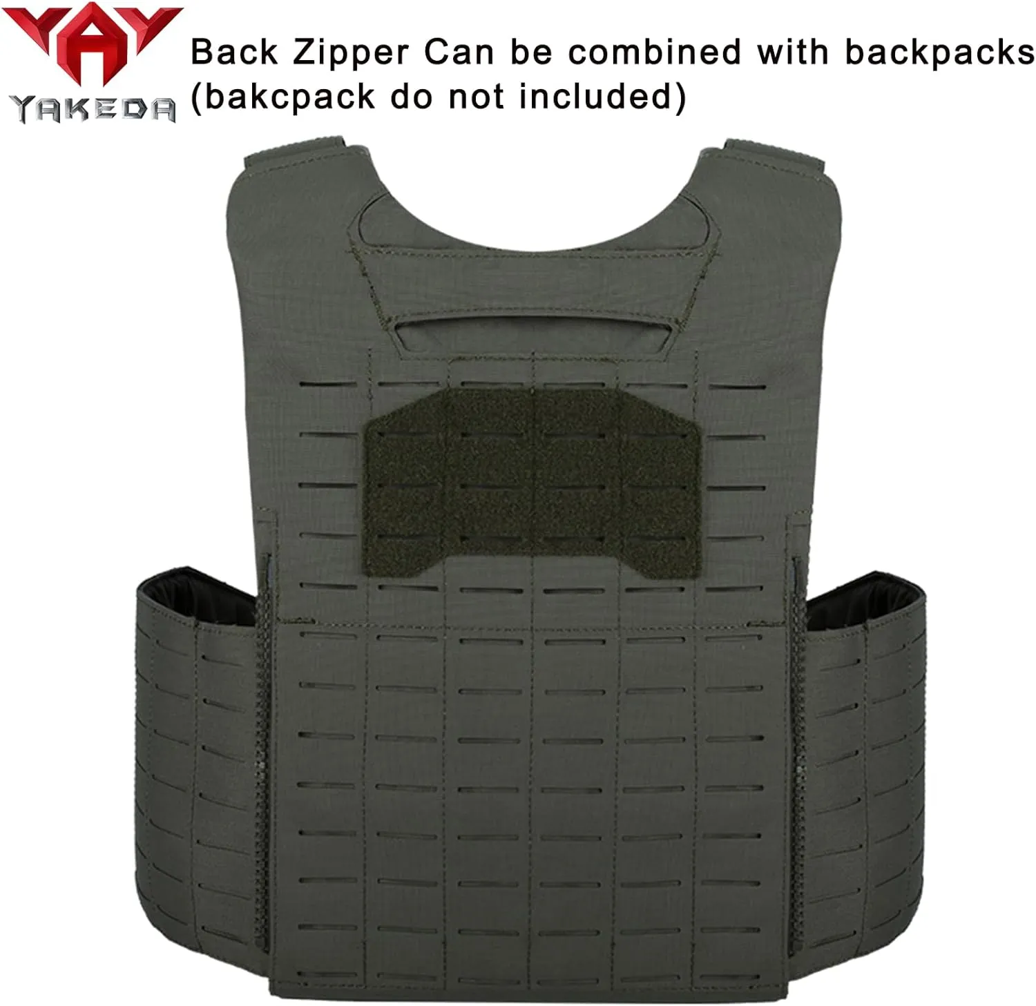 YAKEDA Tactical Weighted Vest With Quick Release Buckle Airsoft Outdoor Vest Back Ziiper Combination with Backpack