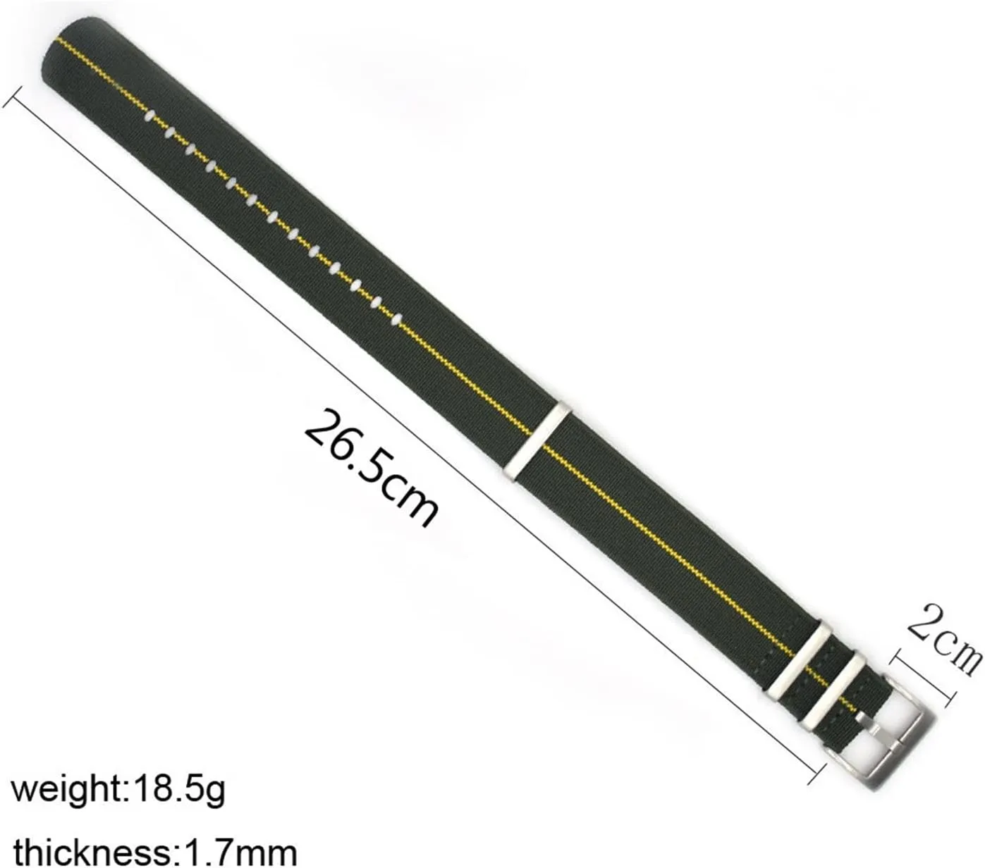 yaoqijie High Quality Men's French Troops Parachute Bag Compatible With NATO Nylon Elastic Belt Watchband 18mm 20mm 22mm Watch Strap Silver Buckle lasting