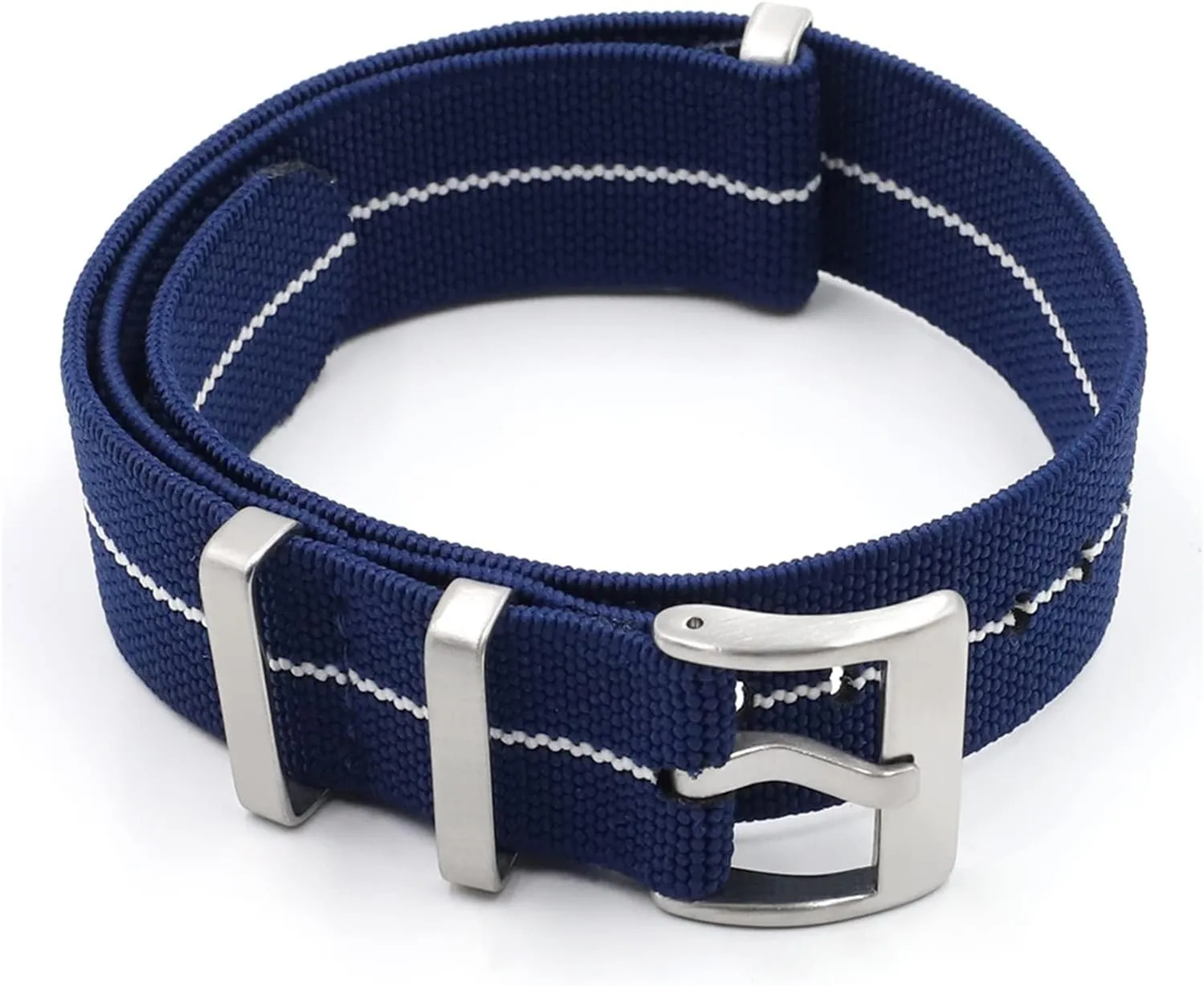 yaoqijie High Quality Men's French Troops Parachute Bag Compatible With NATO Nylon Elastic Belt Watchband 18mm 20mm 22mm Watch Strap Silver Buckle lasting