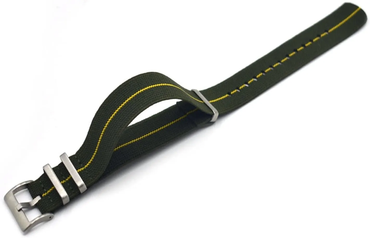 yaoqijie High Quality Men's French Troops Parachute Bag Compatible With NATO Nylon Elastic Belt Watchband 18mm 20mm 22mm Watch Strap Silver Buckle lasting