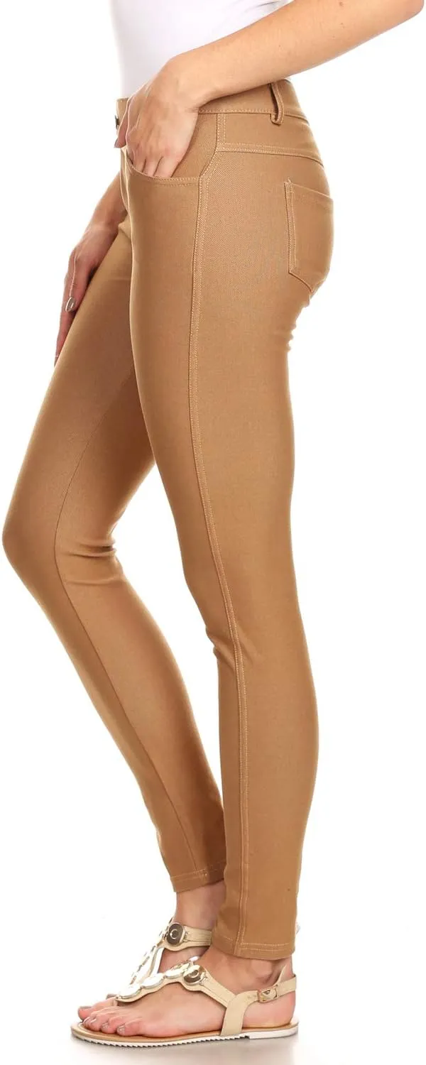 YELETE Women's Basic Five Pocket Stretch Jegging Tights Pants