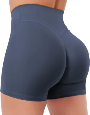 YEOREO Gym Workout Shorts for Women High Waisted Tummy Control Hidden Scrunch 4.5" Booty Shorts Julissa Cross Waist Yoga