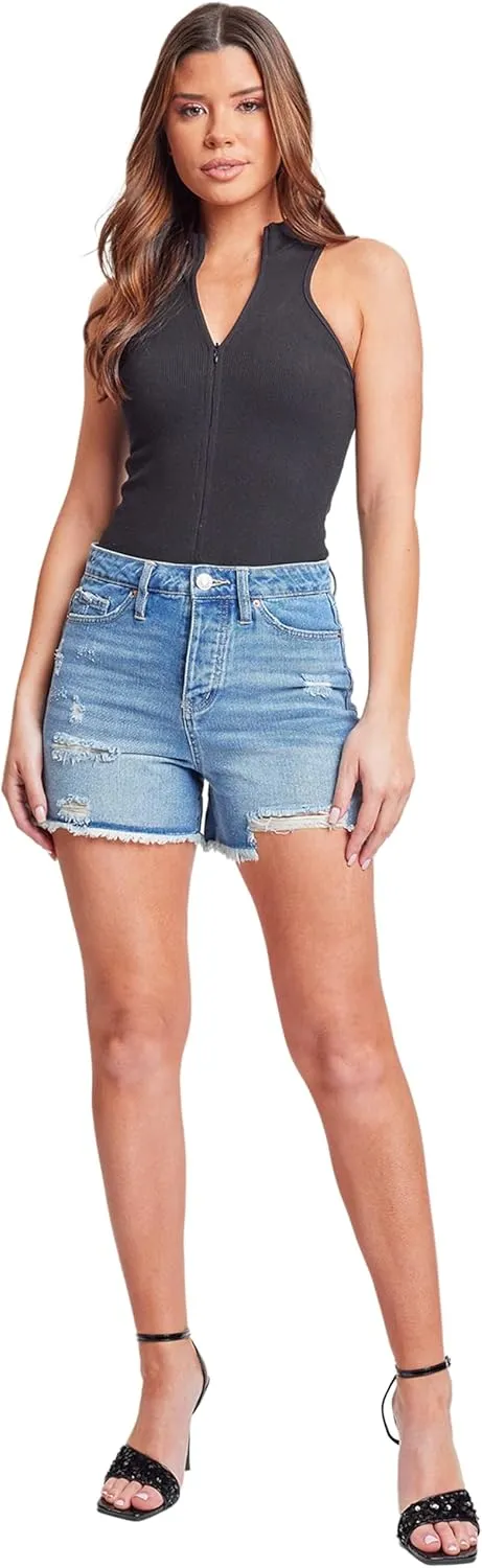 YMI Women's Mom Fit Festival Shorts-Aurora Collection