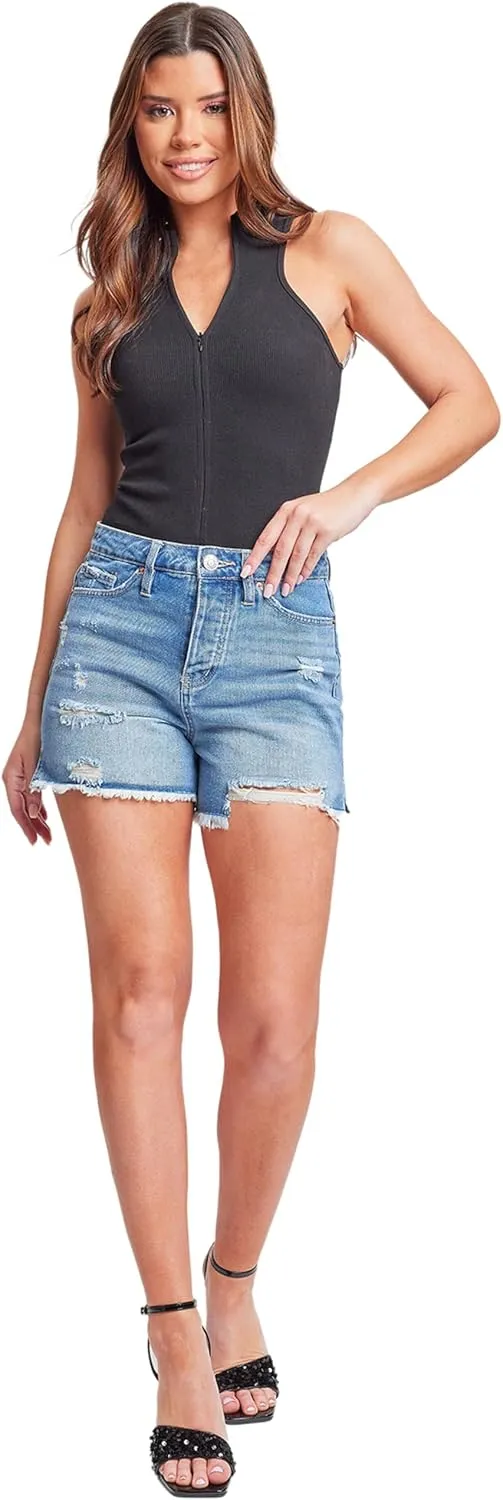 YMI Women's Mom Fit Festival Shorts-Aurora Collection