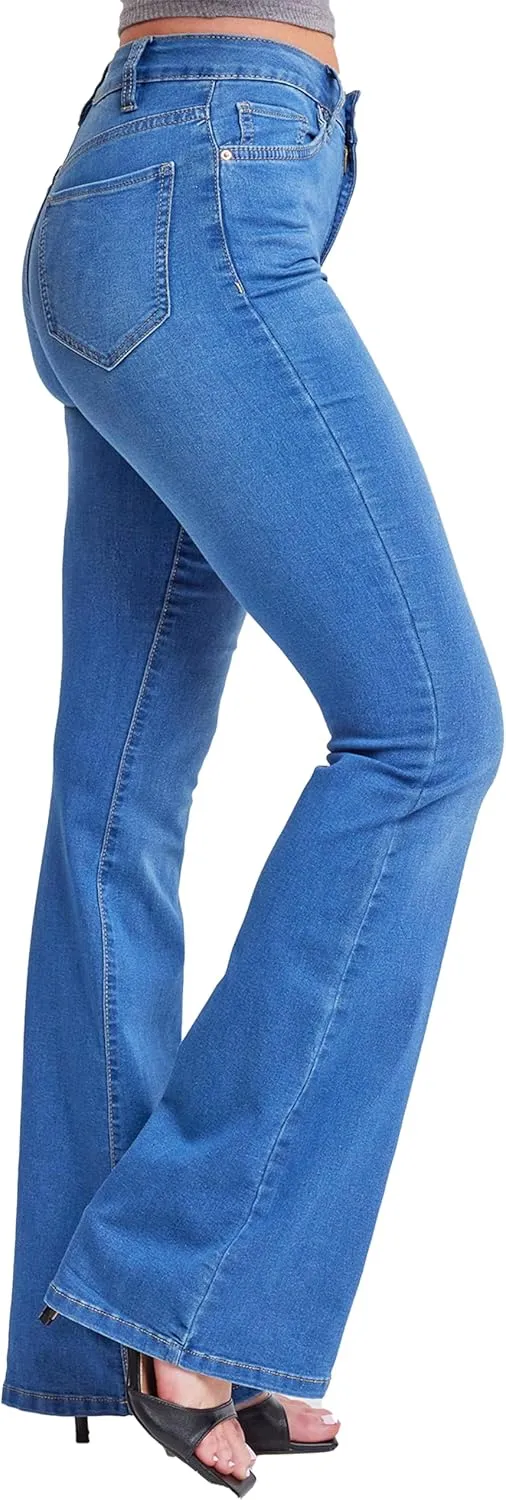 YMI Women's Tall Size Hyper Denim Basic 5 Pkt 1 Btn Hr Flare Long Inseam