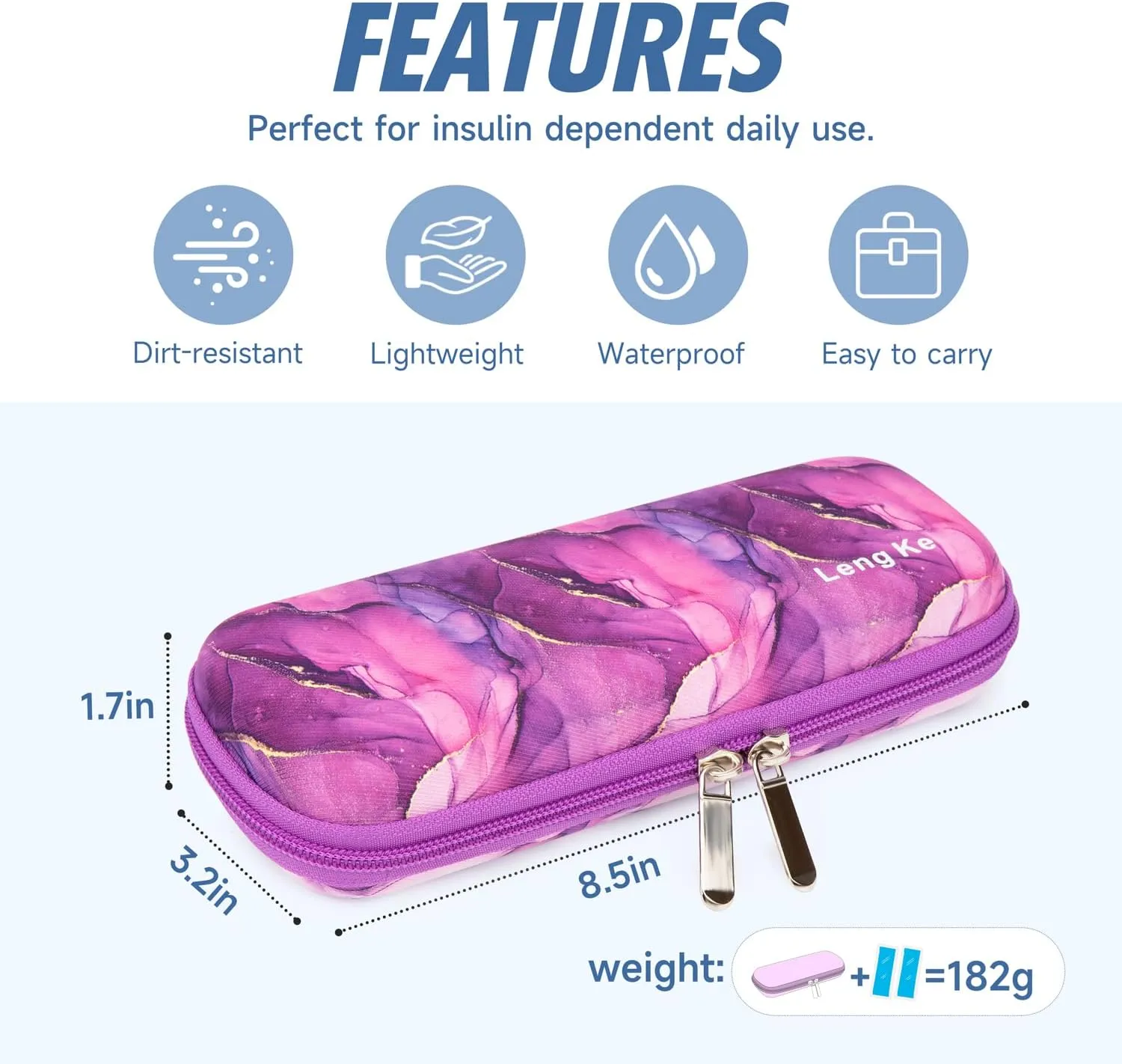 YOUSHARES Insulin Cooler Travel Case - Diabetic Insulated Organizer Portable Cooling Bag for Medication Cooling Insulation, Insulin Pen Case with 2 TSA Approved Travel Cooler Ice Pack (Marble Purple)