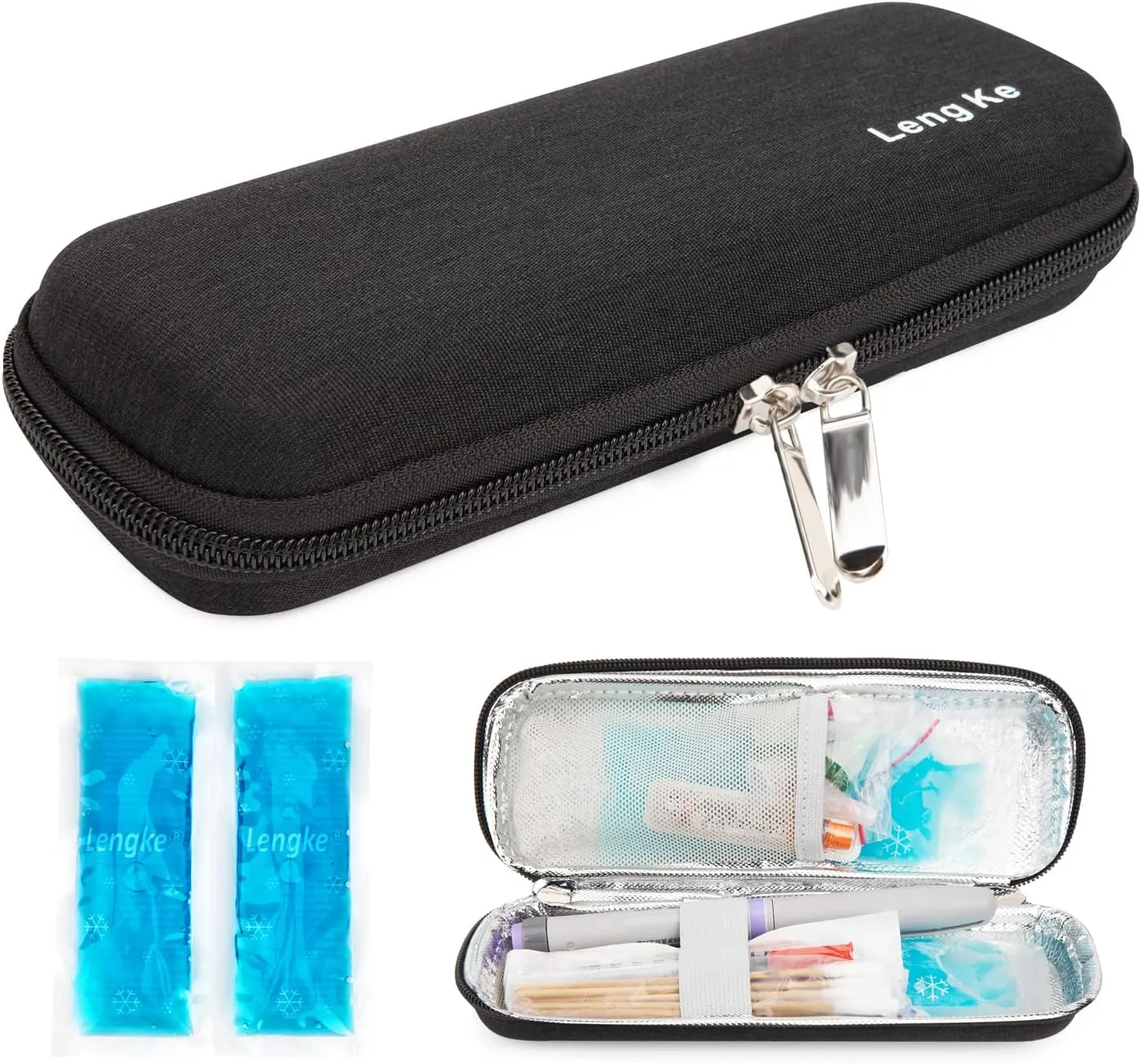 YOUSHARES Insulin Cooler Travel Case, Small EVA Diabetic Insulated Organizer Portable Cooling Bag for Medication Cooling Insulation, Epi Pen Carrying Bag with 2 Ice Pack (Black)