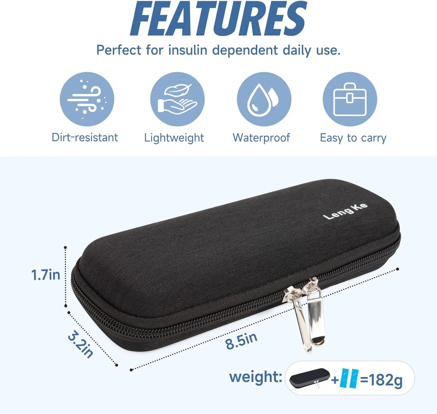YOUSHARES Insulin Cooler Travel Case, Small EVA Diabetic Insulated Organizer Portable Cooling Bag for Medication Cooling Insulation, Epi Pen Carrying Bag with 2 Ice Pack (Black)