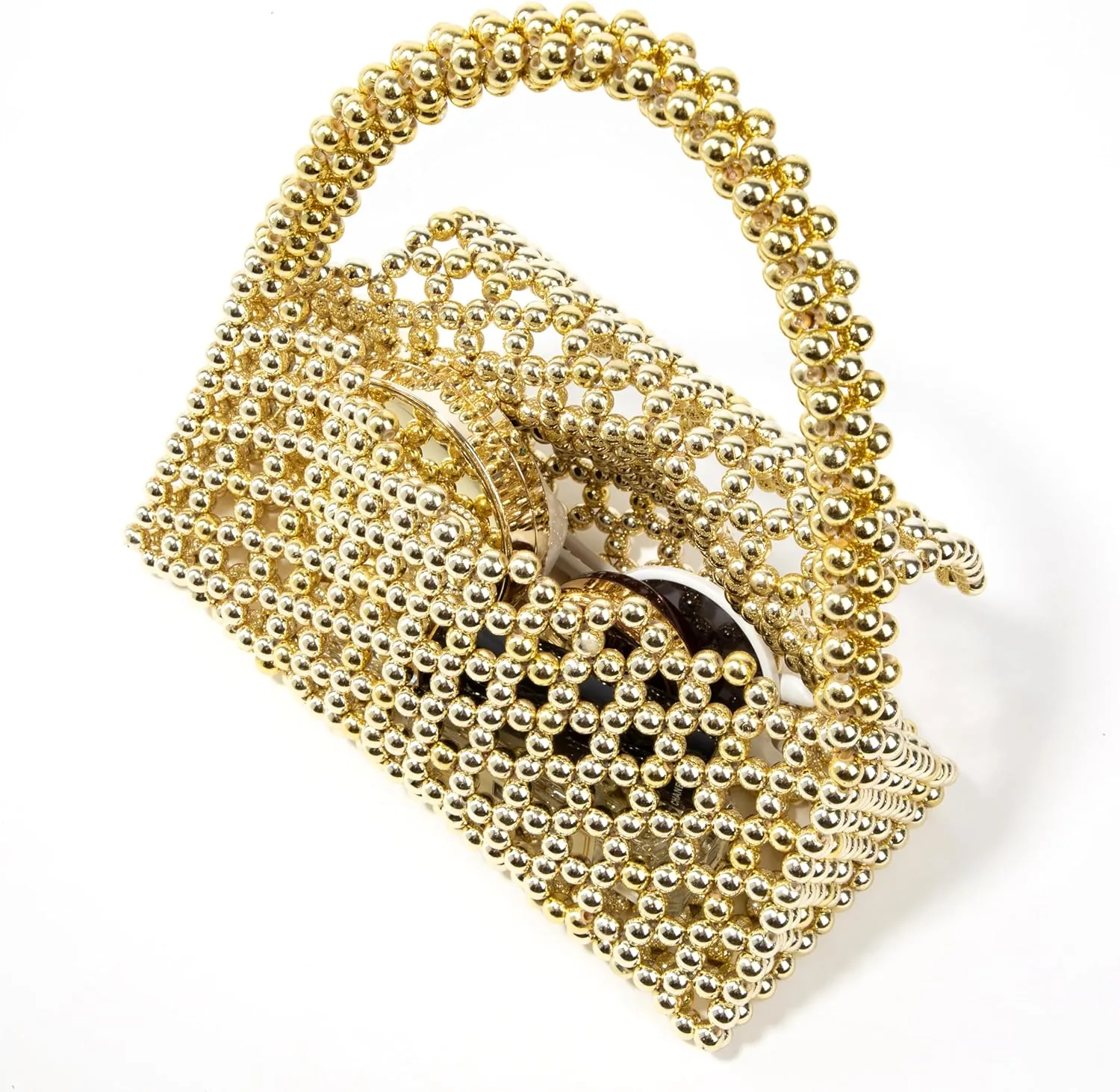 YUSHINY Candy Color Acrylic Beaded Hollow Handbag Evening Clutch Triangle Bags for Wedding Party