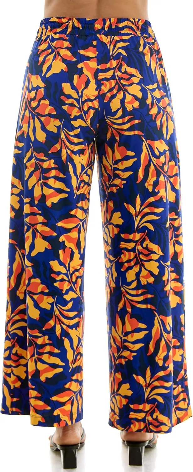 Zac & Rachel Women's Wide Leg Pull on Dty Knit Pant with Elastic Waist and Self Adjustable Tie Belt