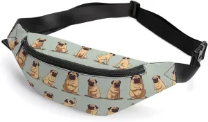 Zipper Fanny Pack for Men Women Fashion Waist Bag Stylish Crossbody Bags with Adjustable Strap Yoga Pug Travel Chest Bags Belt Bags for Running Hiking Workout Cycling