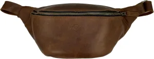 Zippered Fanny Pack Handmade from Full Grain Leather -Stylish Waist Bag, Store Money, Phone, Valuables for Travel - Bourbon Brown