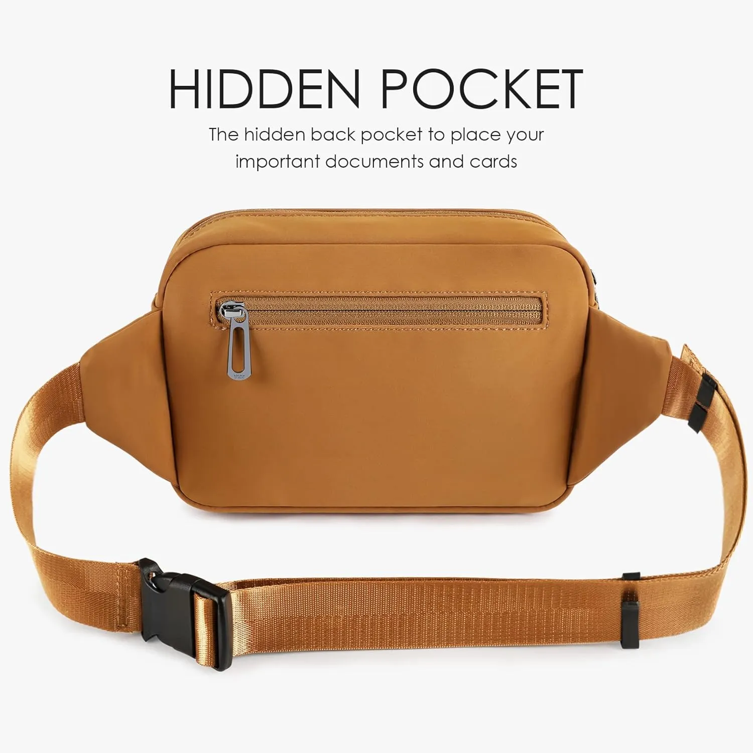 ZORFIN Fanny Packs for Women Men, Belt Bag with 5 Zipper Pockets, Fashion Waist Pack Crossbody Bag with Adjustable Belt for Travel/Shopping/Hiking/Running/Cycling (Brown, Gray Zipper)