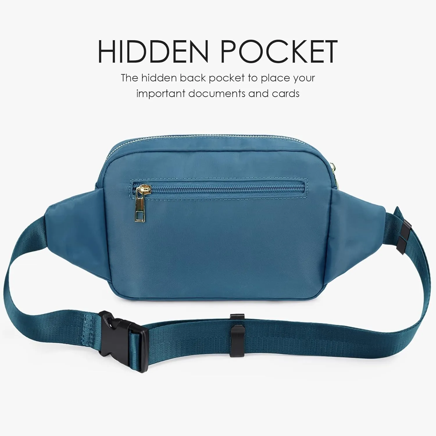 ZORFIN Fanny Packs for Women Men, Belt Bag with 5 Zipper Pockets, Fashion Waist Pack Crossbody Bag with Adjustable Belt for Travel/Shopping/Hiking/Running/Cycling（Grey Blue）
